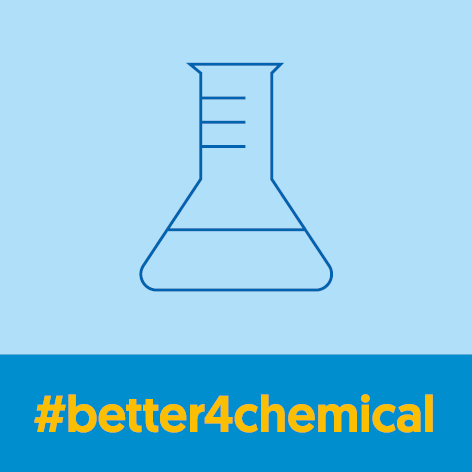 vlak met pictogram en hashtag better4chemical