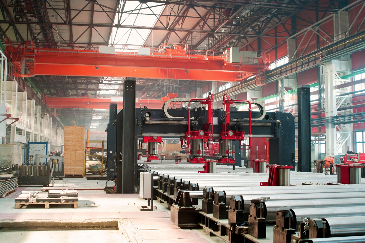 Cold rolling department in ferrous metallurgy factory with hardw